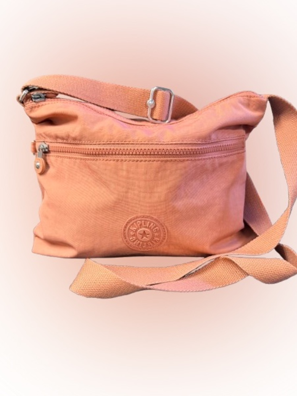 Kipling Blush Pink Crinkle Nylon Crossbody Messenger Bag Adjustable Strap